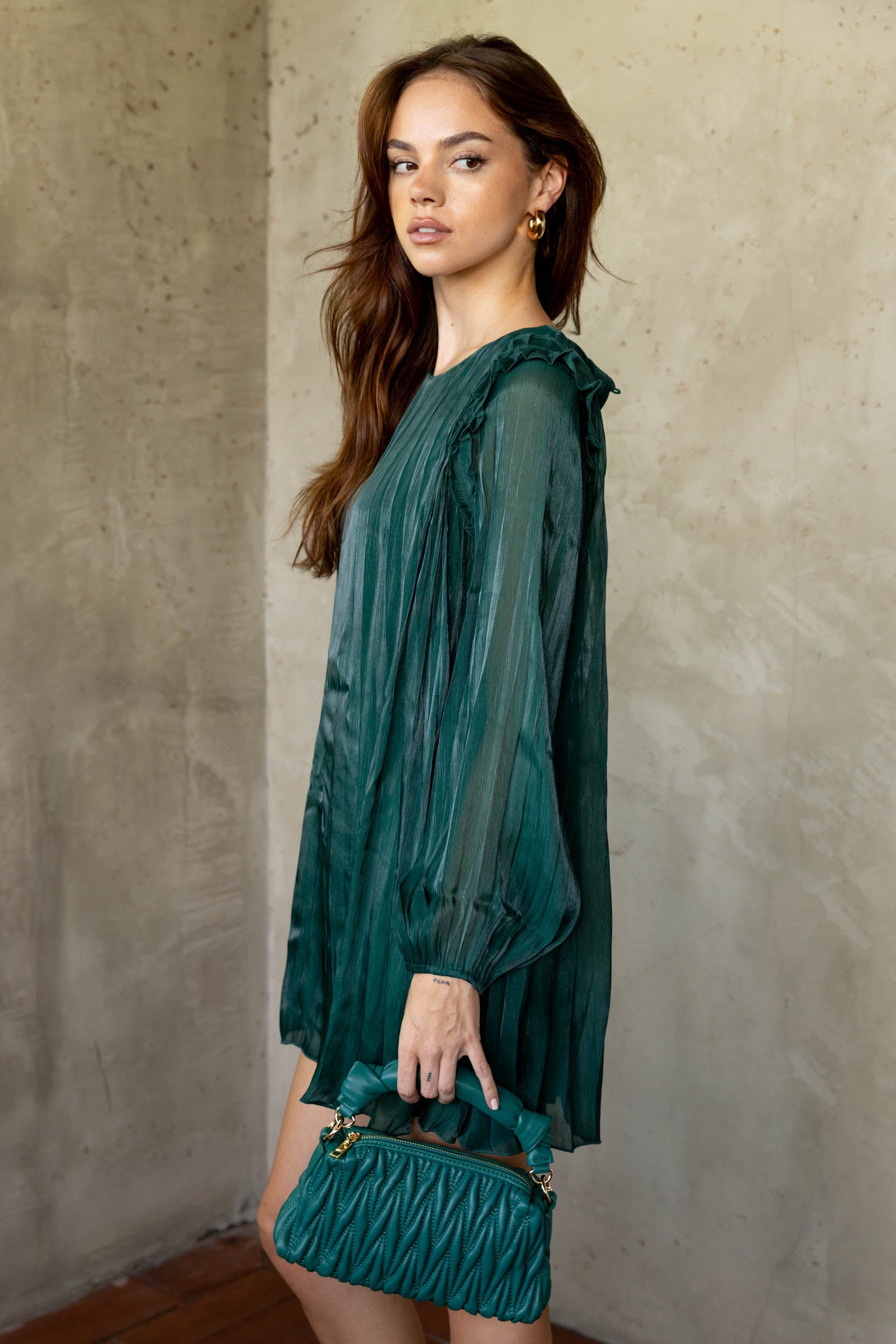 SALE - Sarah Pleated Mini Dress