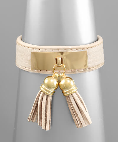 Opal Leather Cuff