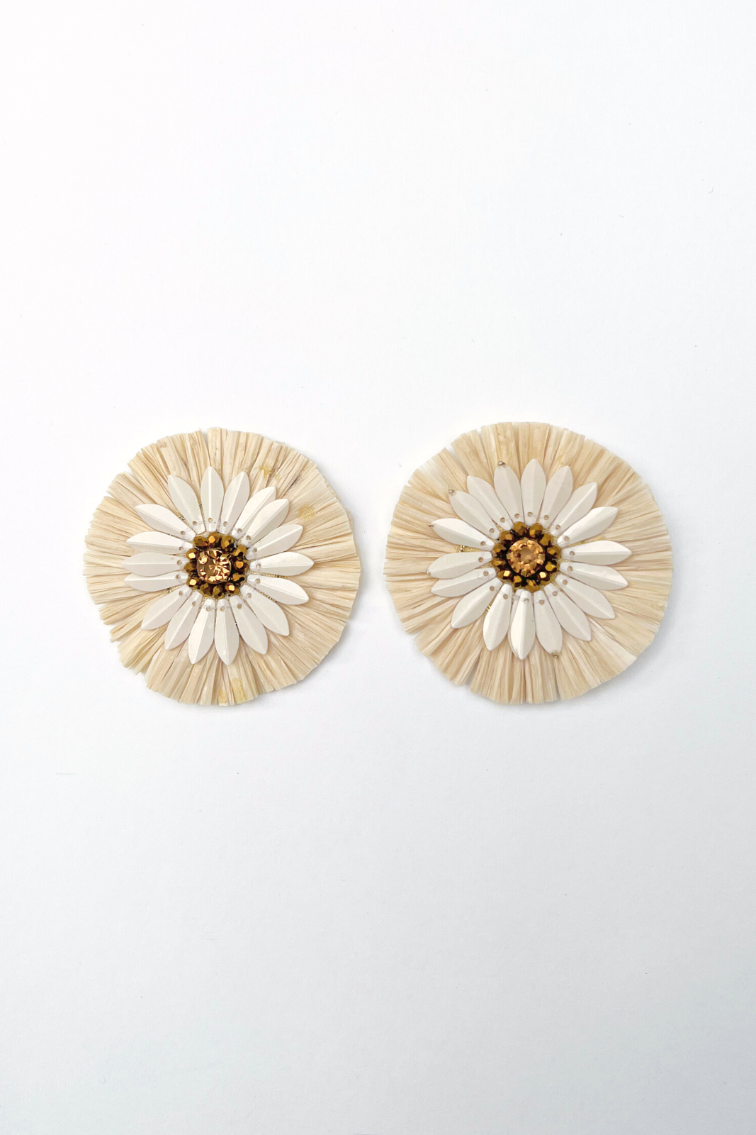 SALE - Genesis Raffia & Sequin Flower Earring