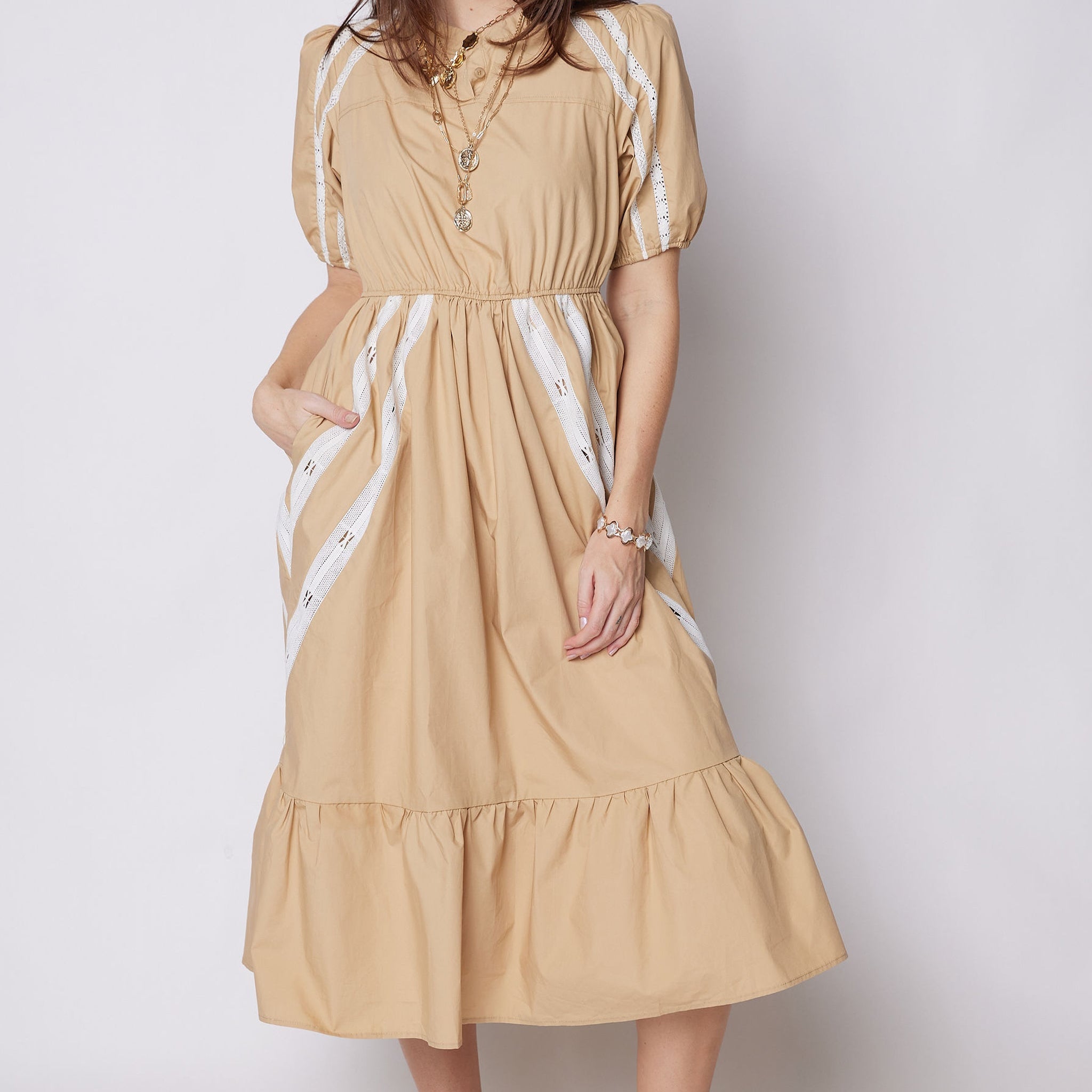 SALE - Paige Lace Trim Detail Midi Dress