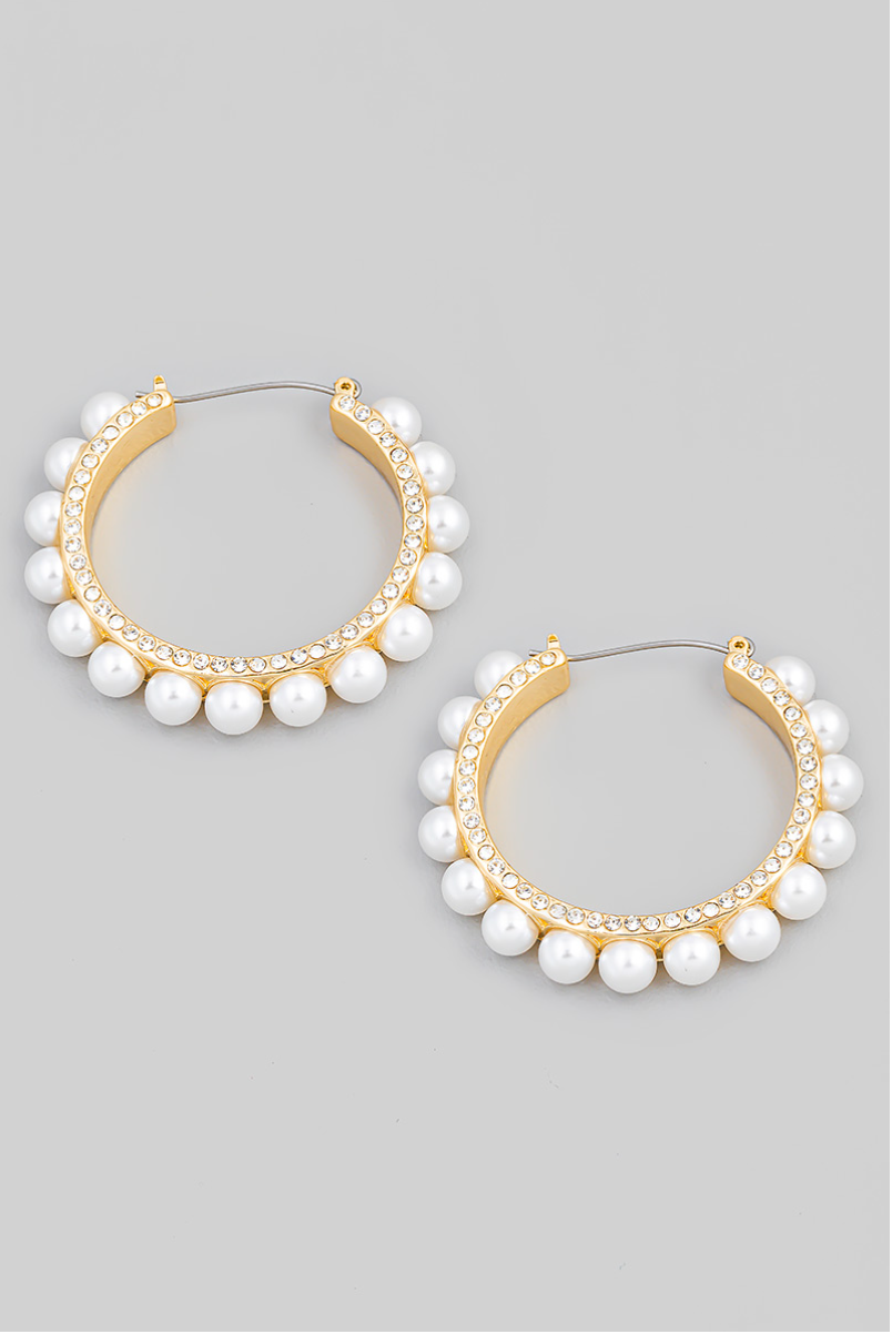 Beni Pearl Detail Hoop Earring