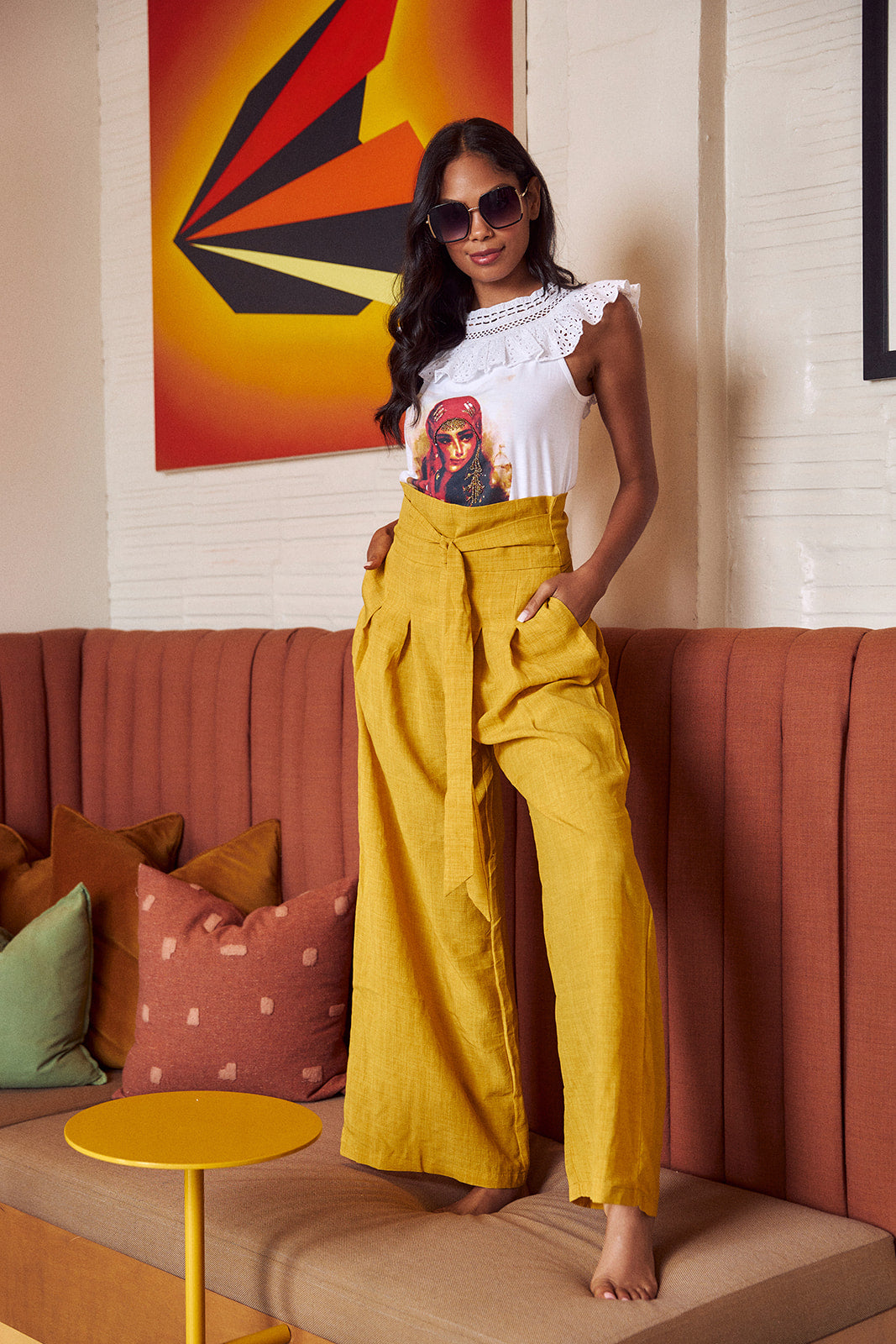 Capri Tie Waist Wide Leg Pant