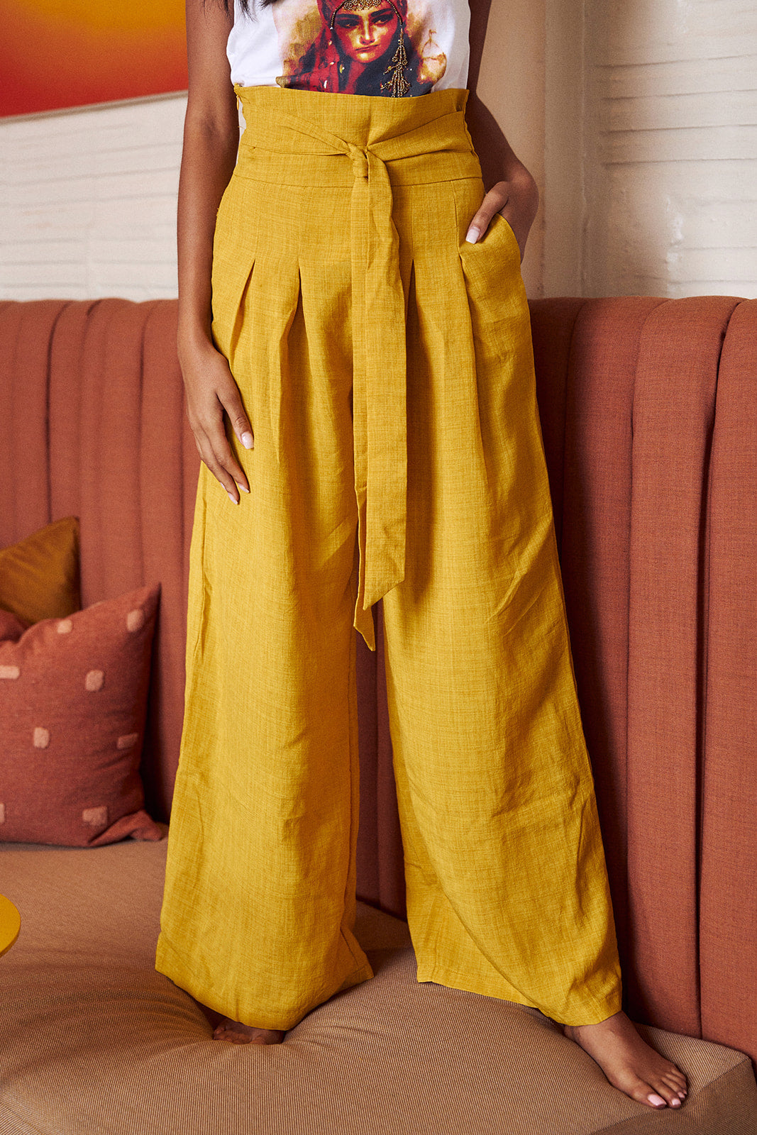 Capri Tie Waist Wide Leg Pant