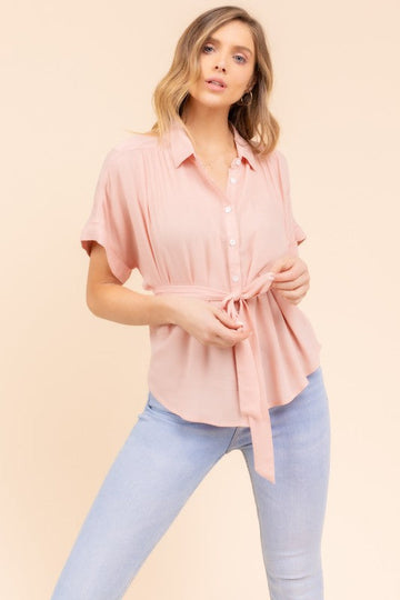 Camari Button Down Blouse with Tie