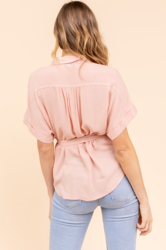 Camari Button Down Blouse with Tie