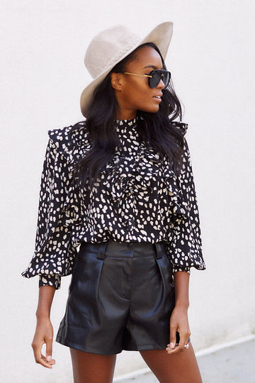 Rylynn Ruffled Animal Print Blouse
