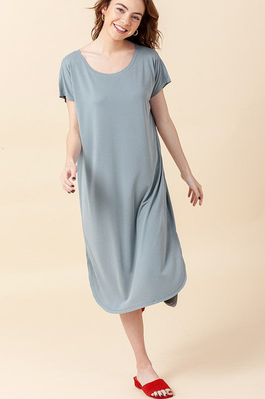 Sadie Curved Hem Knit Midi Dress