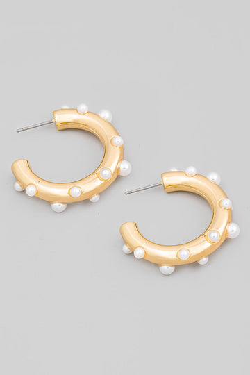 Rian Pearl Studded Hoop Earrings
