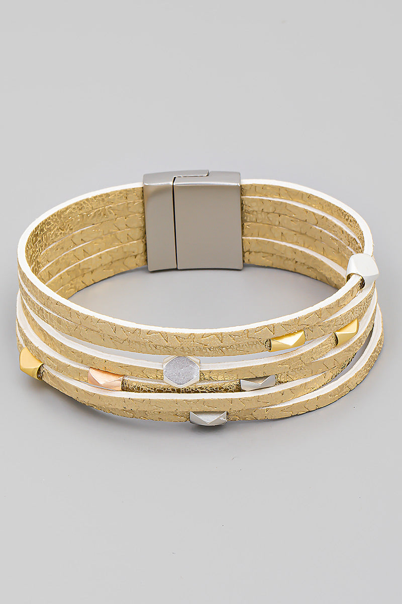Zaina Layered Faux Leather Bracelet