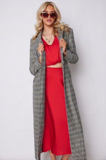 SALE - Julie Extra Long Plaid Blazer