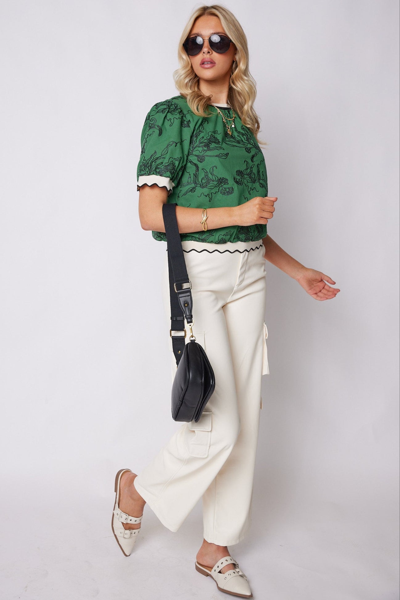 Jenna Floral Scalloped Top