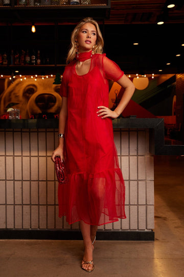 Scarlett Mesh Overlay Maxi Dress