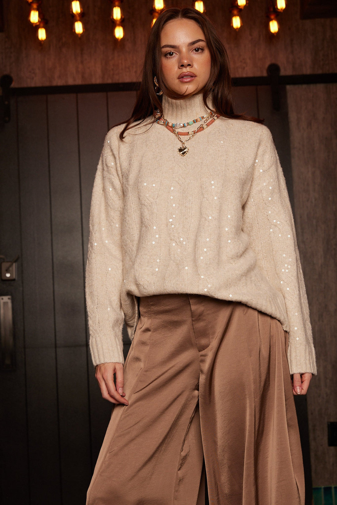 SALE - Spence Shimmer Detail Turtleneck Sweater