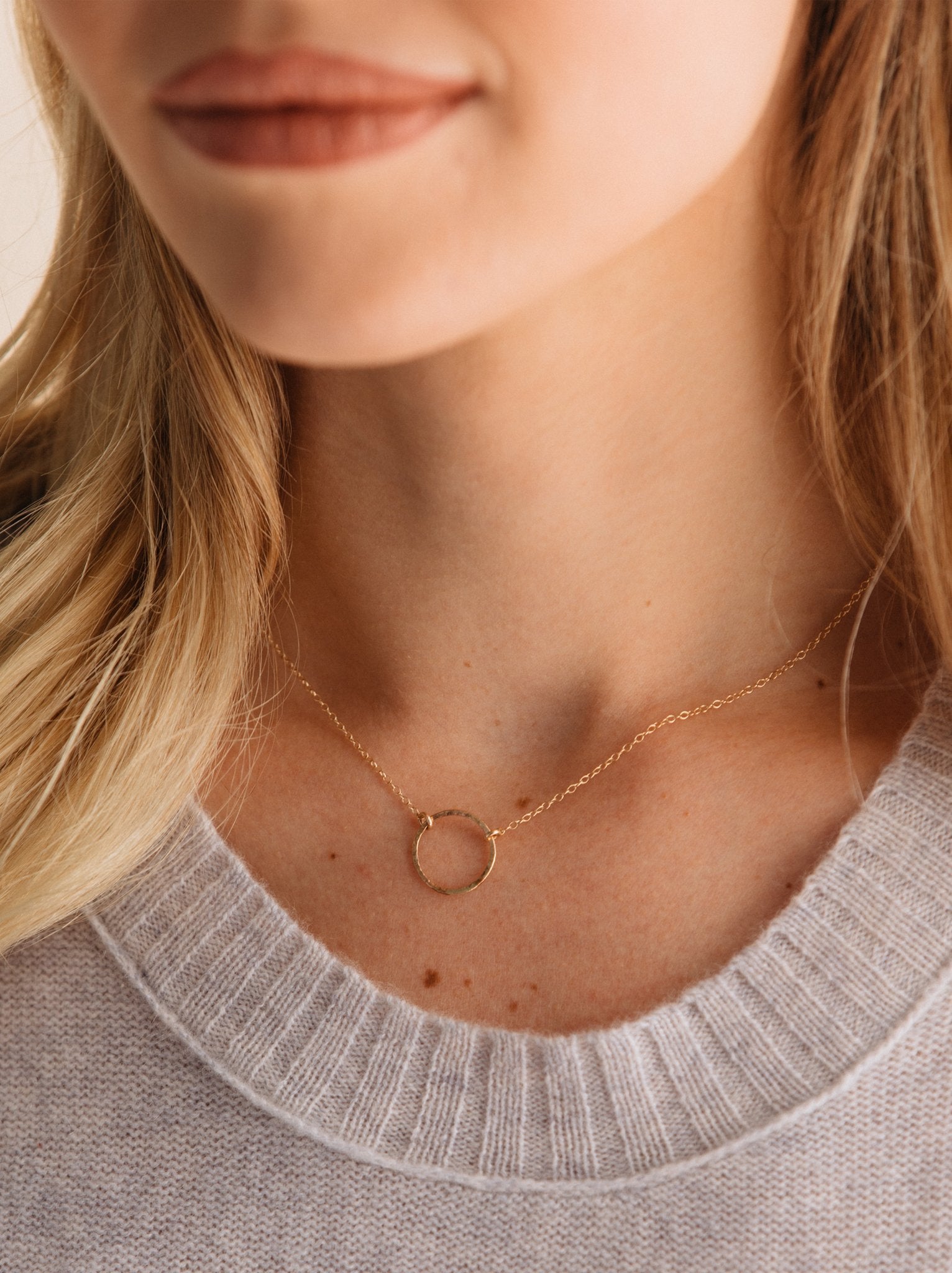Floating Shape Necklace: Gold Circle