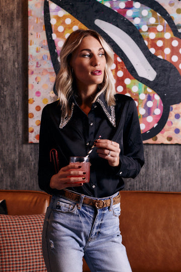 Jaiden Sequin Collar Top