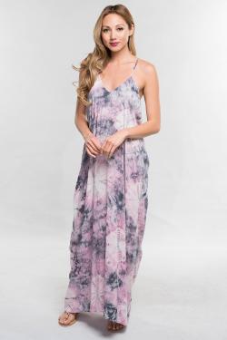 Leena Tie Dye Draped Back Maxi Dress