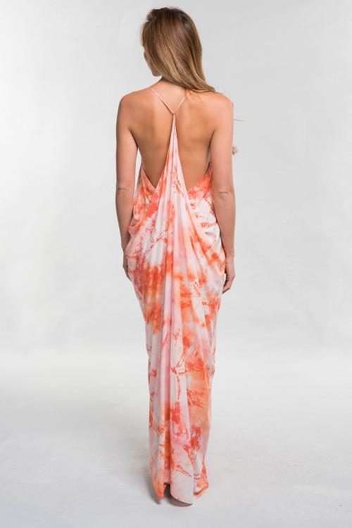 Leena Tie Dye Draped Back Maxi Dress