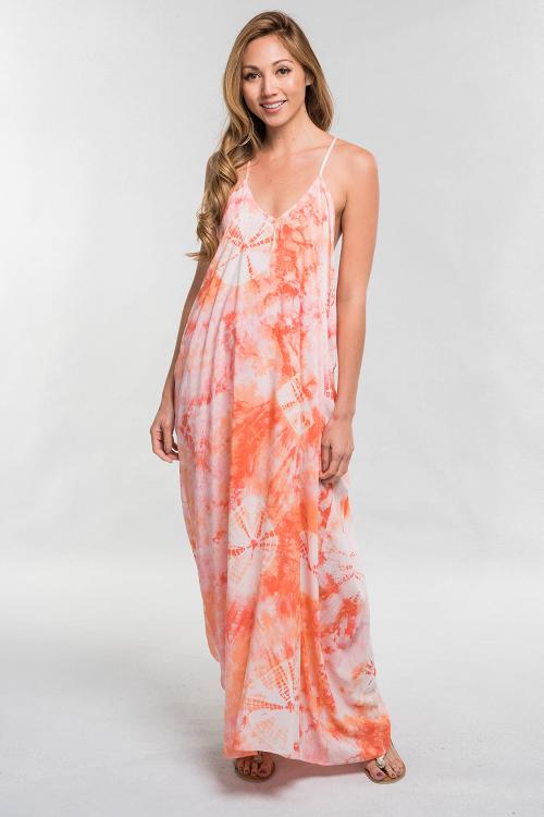 Leena Tie Dye Draped Back Maxi Dress