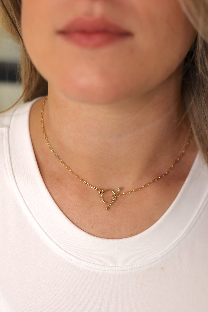 Tanis Paper Clip Chain Toggle Necklace