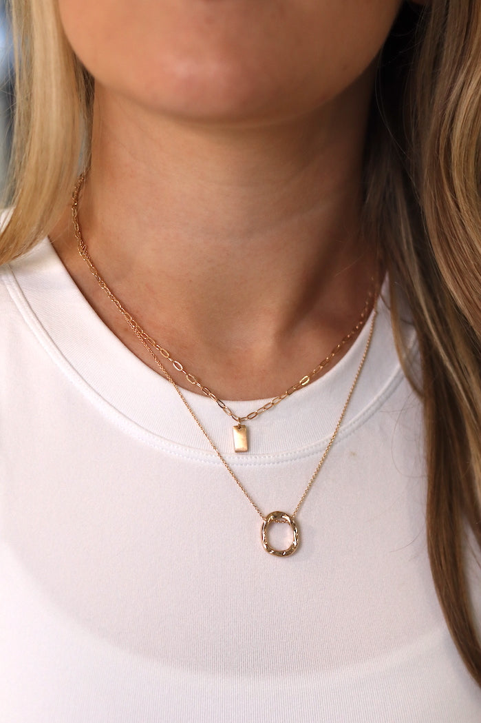Piper Mini Bar & Circle Layered Necklace