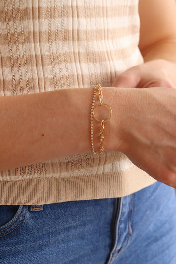 Moe Circle Charm Multi Row Bracelet