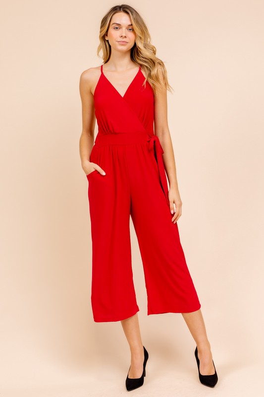 Diem Wrap Style Cropped Jumpsuit