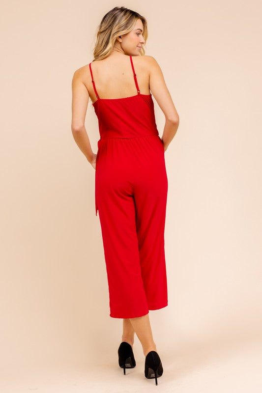 Diem Wrap Style Cropped Jumpsuit