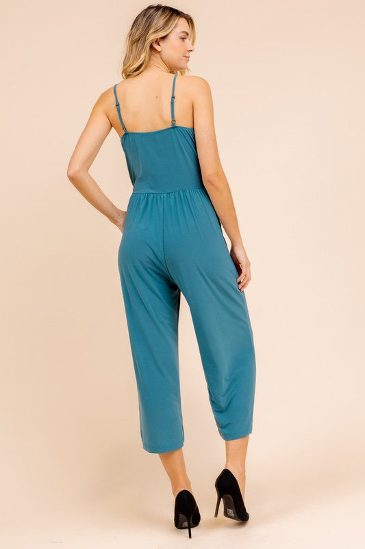 Diem Wrap Style Cropped Jumpsuit