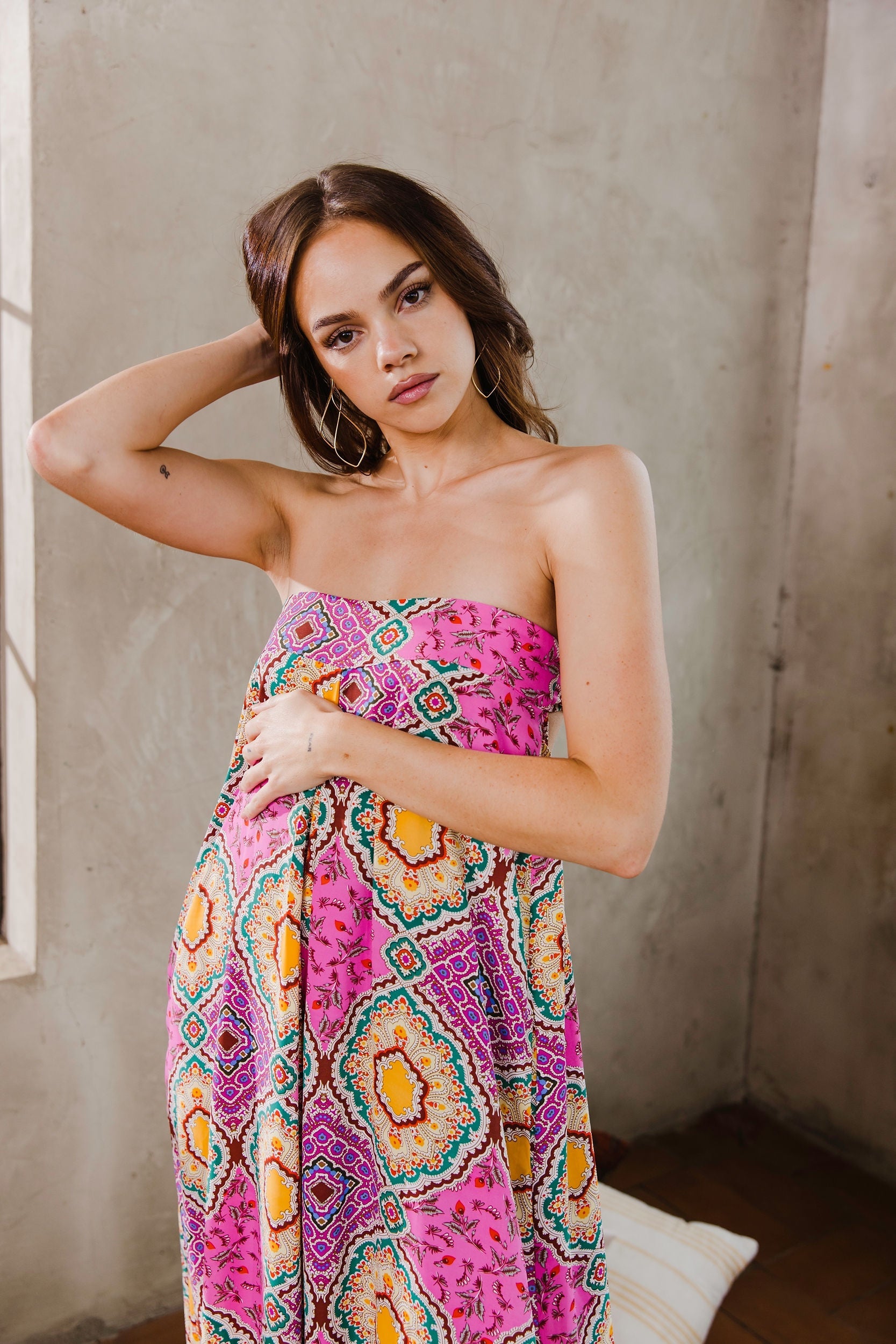 Freya Strapless Tile Print Jumpsuit