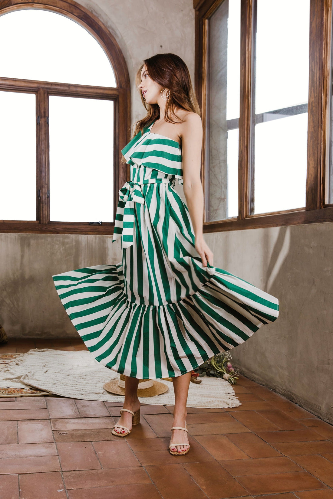 Shaya Striped One Shoulder Maxi Dress