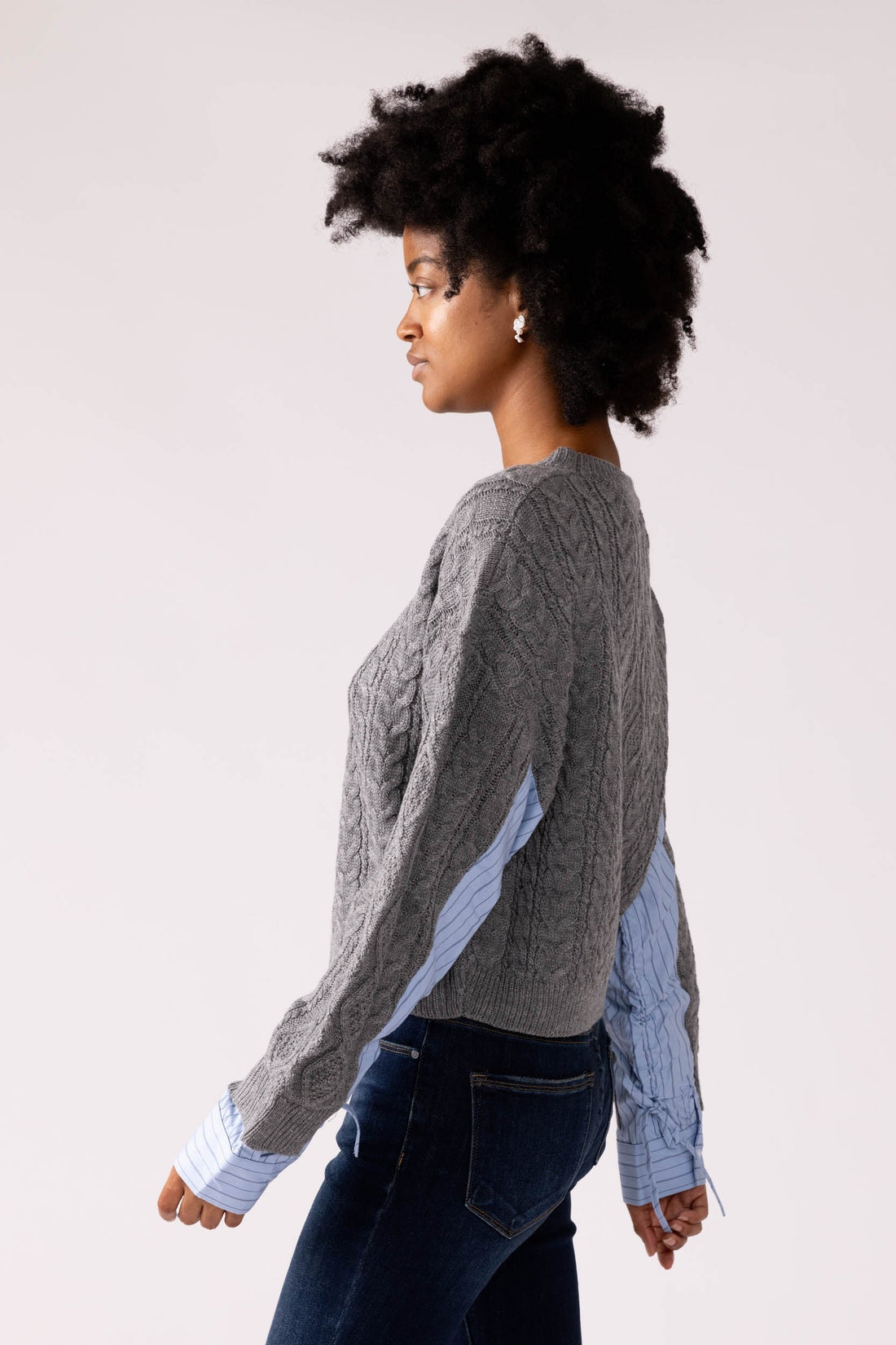 SALE - Mia Woven Sleeve Sweater