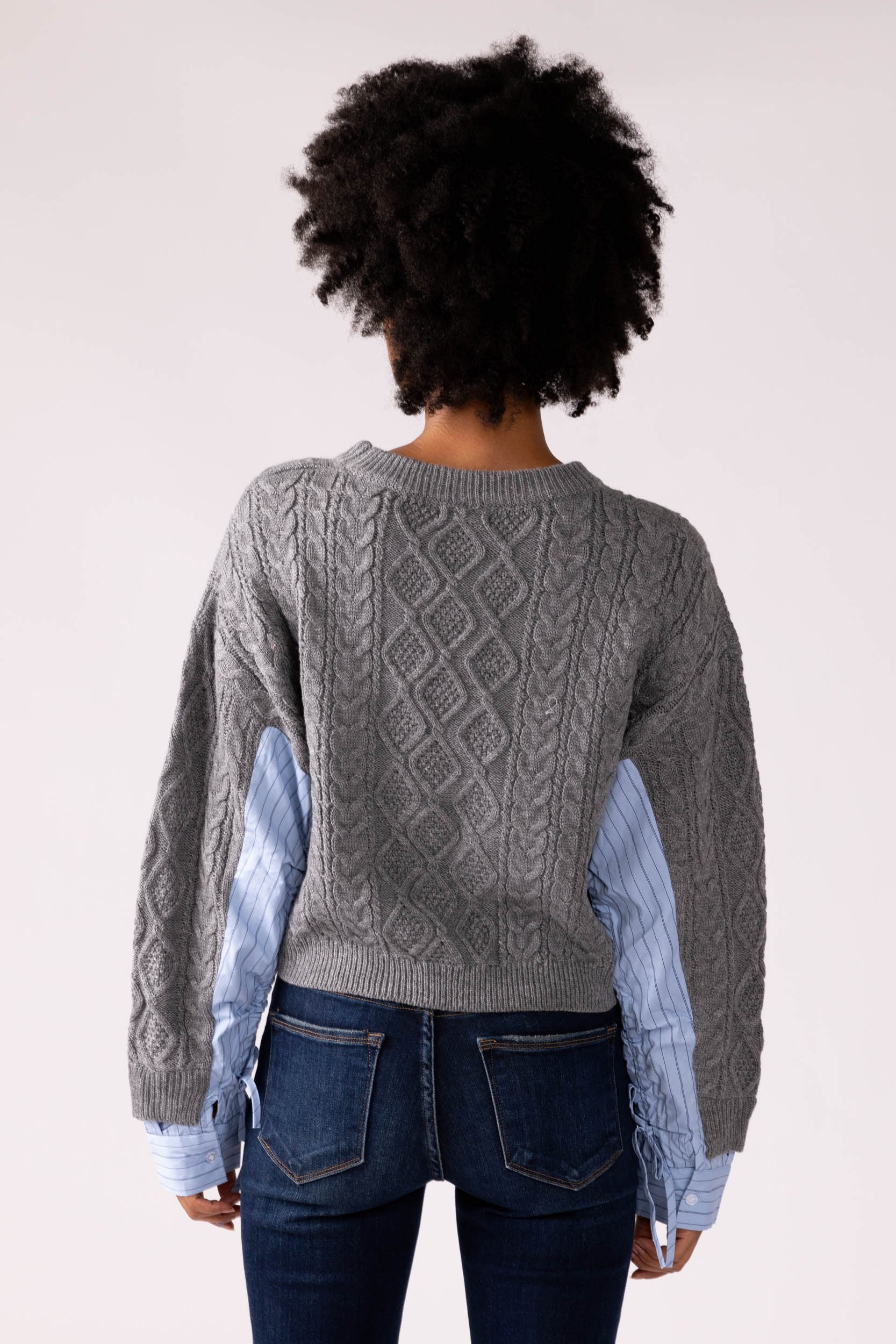 SALE - Mia Woven Sleeve Sweater
