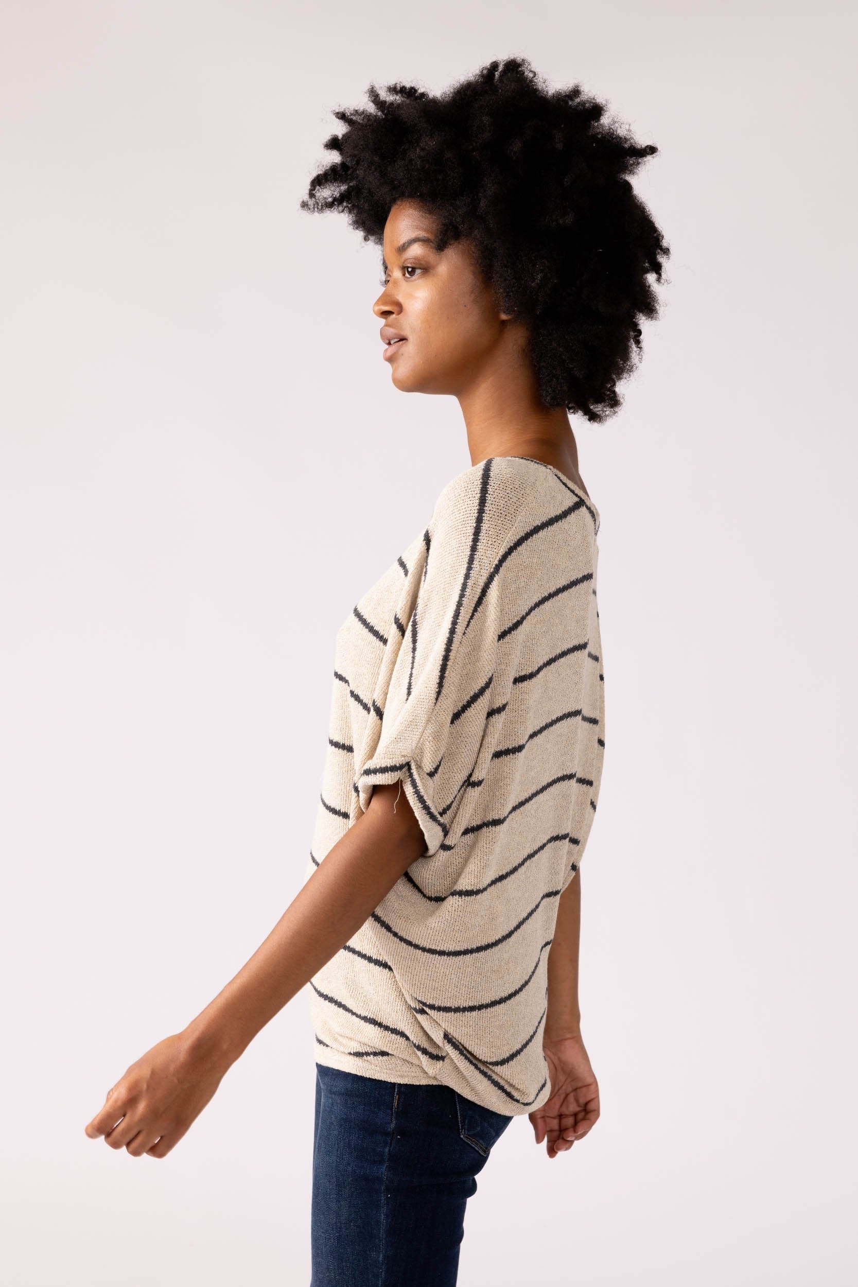 Ellenor Striped Knit Dolman Tee