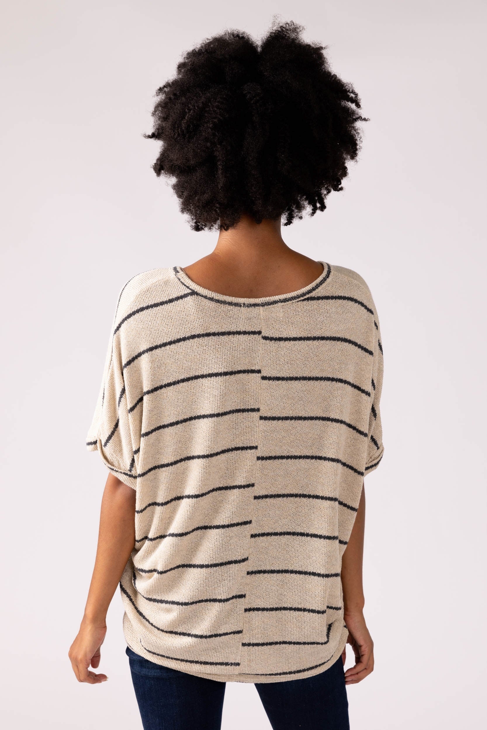 Ellenor Striped Knit Dolman Tee