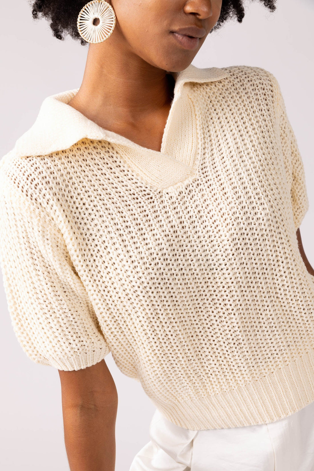 SALE - Kit Open Knit Collared Sweater