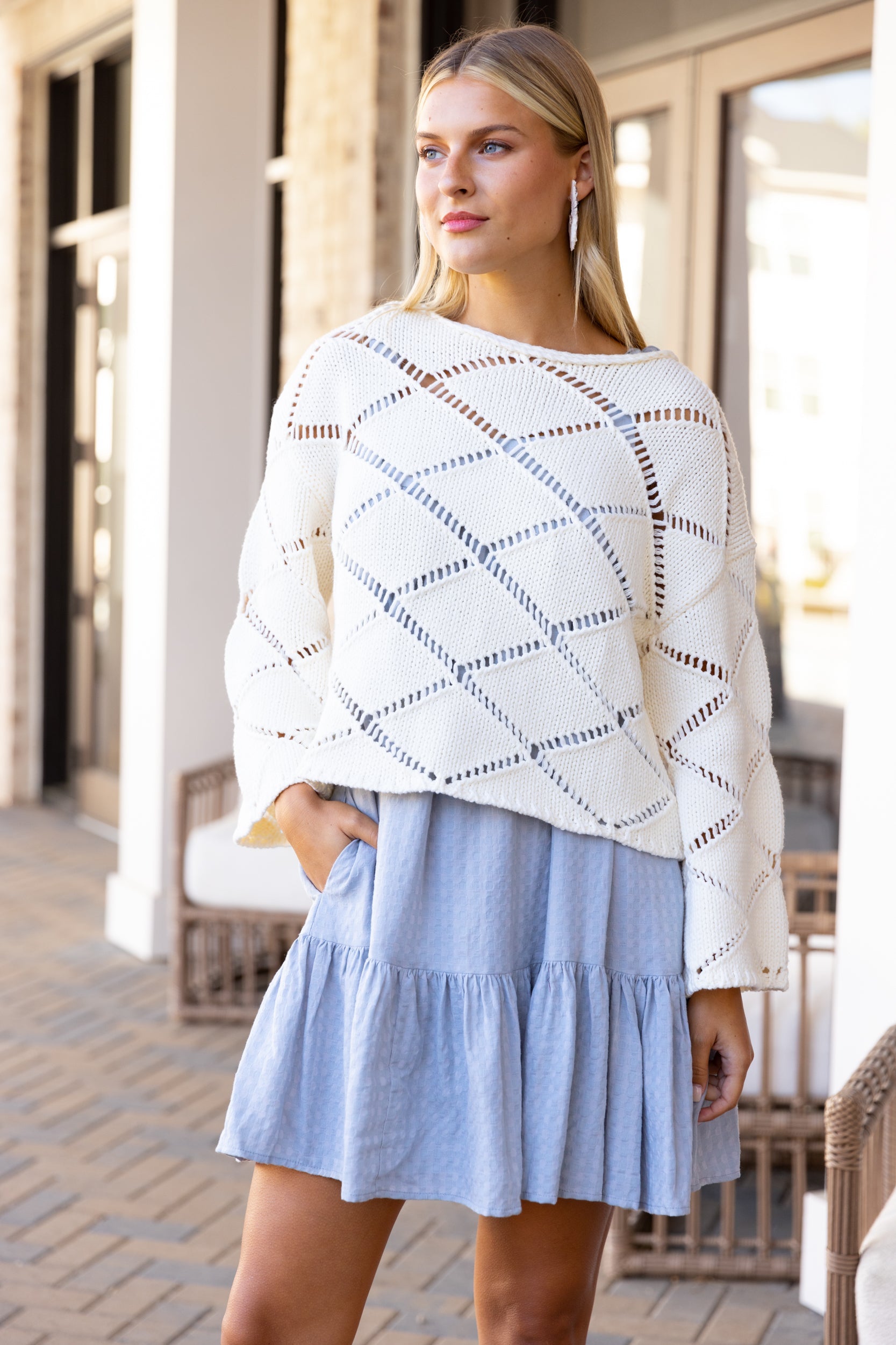 SALE - Natalie Bell Sleeve Crochet Sweater