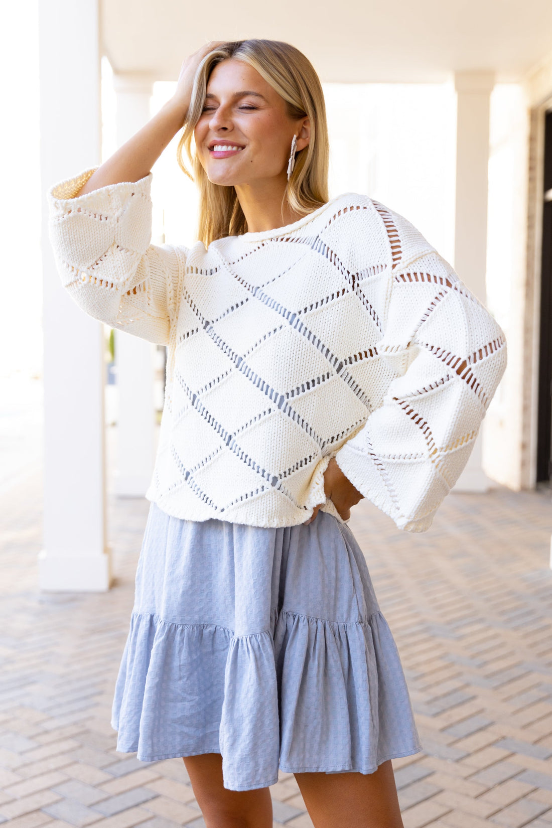 SALE - Natalie Bell Sleeve Crochet Sweater