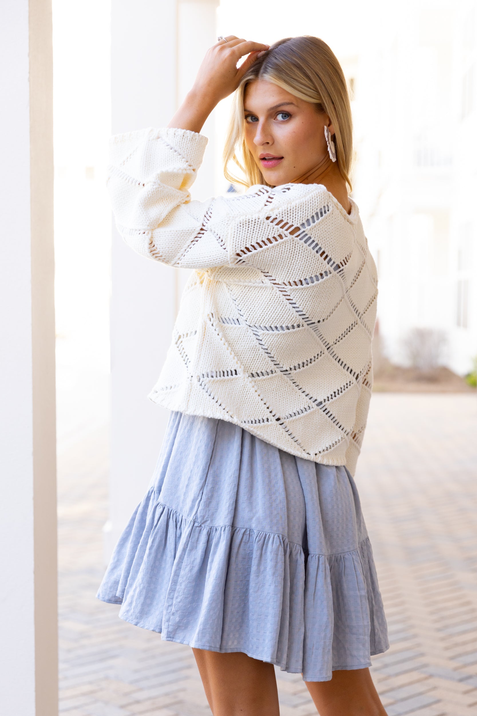 SALE - Natalie Bell Sleeve Crochet Sweater