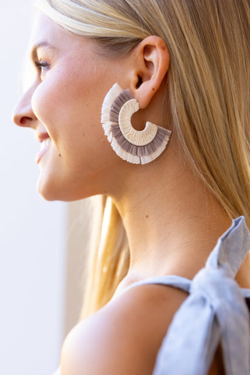 SALE - Jen Raffia Fan Hoops