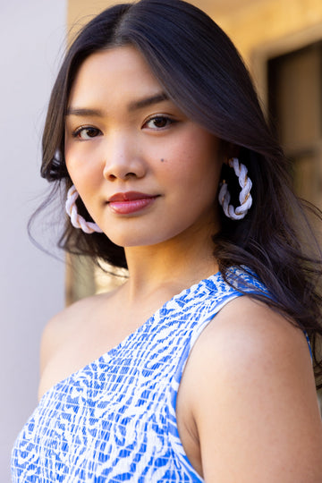 SALE - Summer Twisted Raffia Hoop Earrings