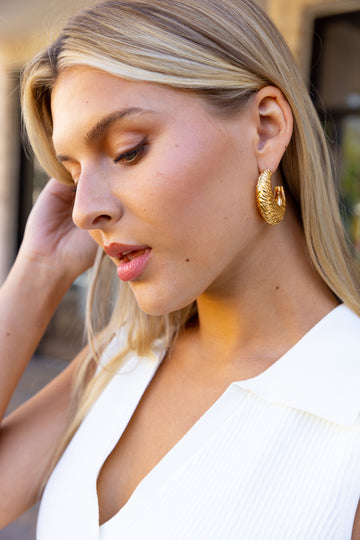 SALE - Selena Textured Metal Hoop Earrings