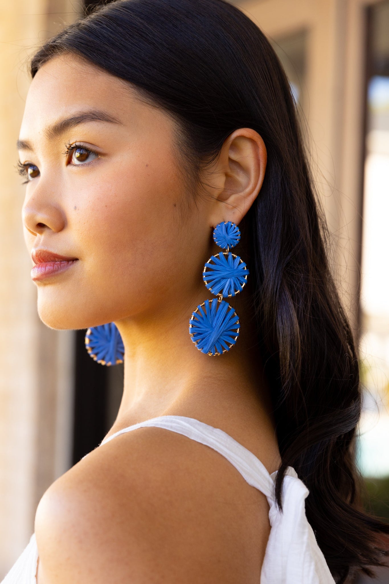 SALE - Margot Tiered Raffia Drop Earrings