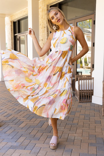 SALE - Kira Printed Tiered Midi Dress