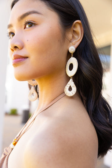 SALE - Sabrina Raffia Circle Teardrop Earrings
