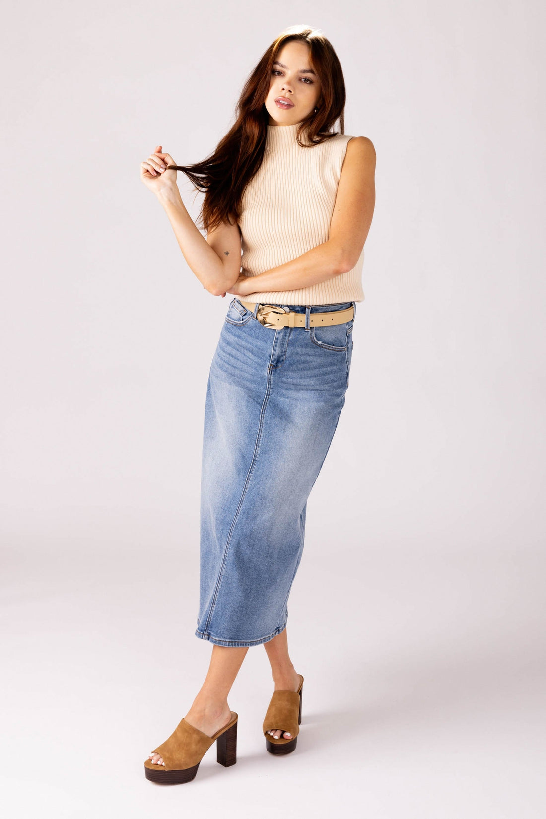 Piper Midi Denim Skirt