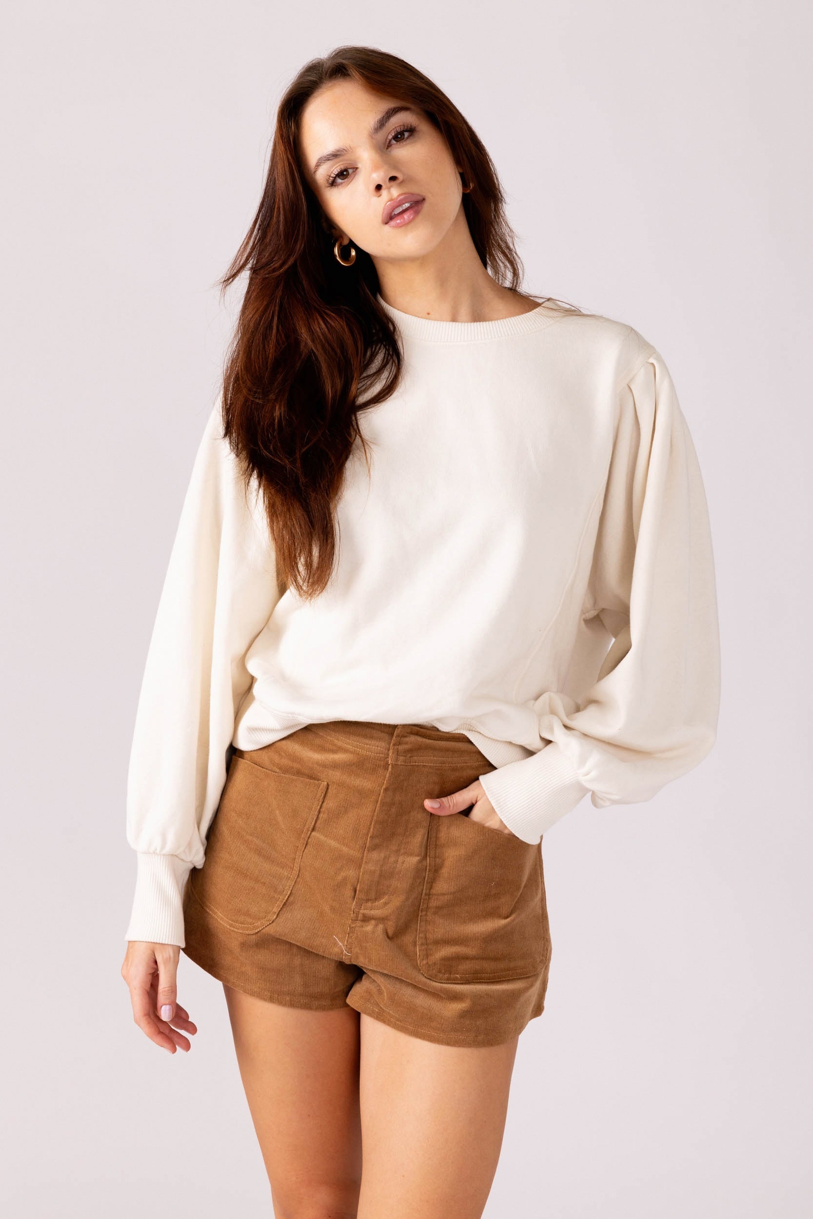 SALE - Rosetta Pleated Sleeve Pullover