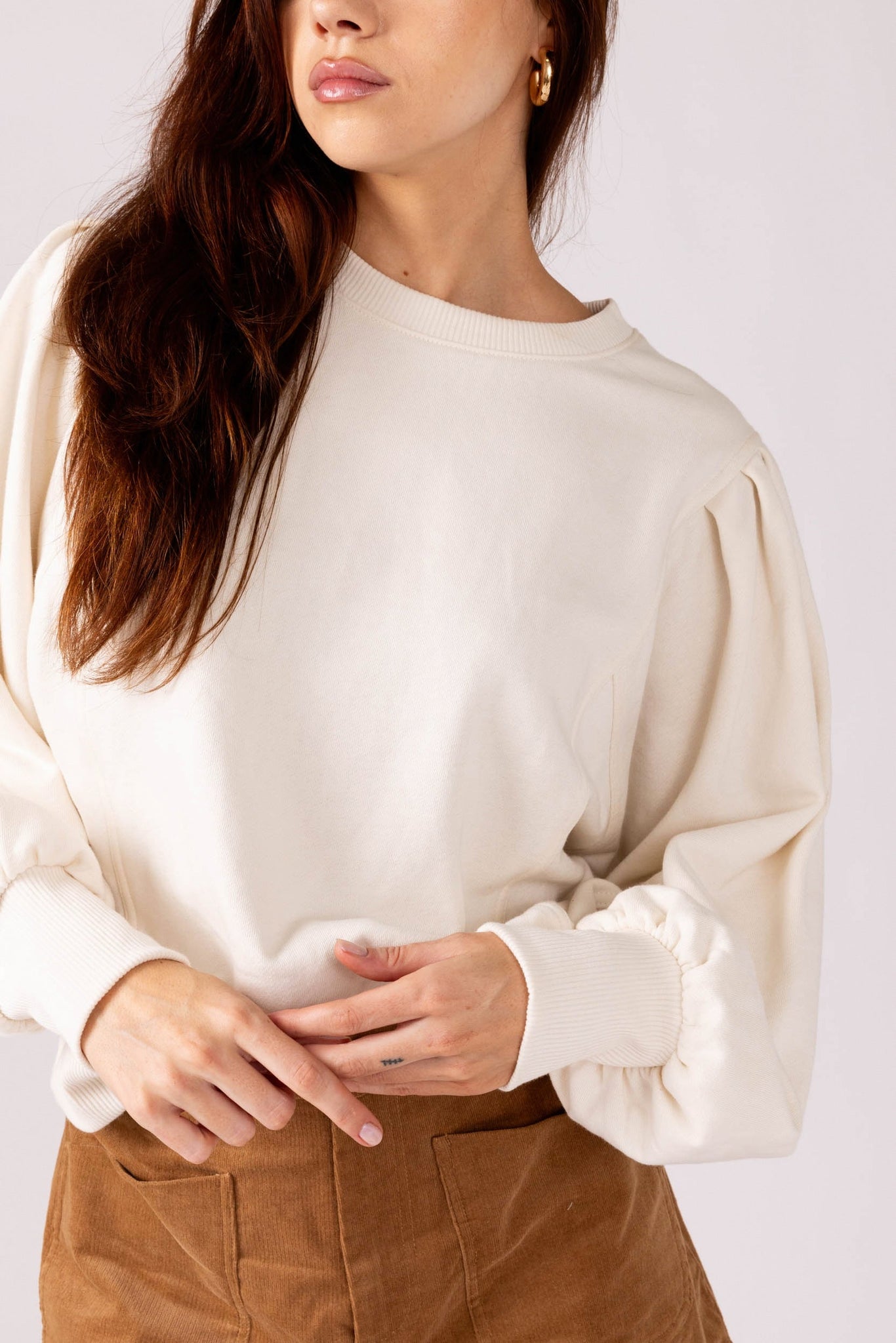 SALE - Rosetta Pleated Sleeve Pullover