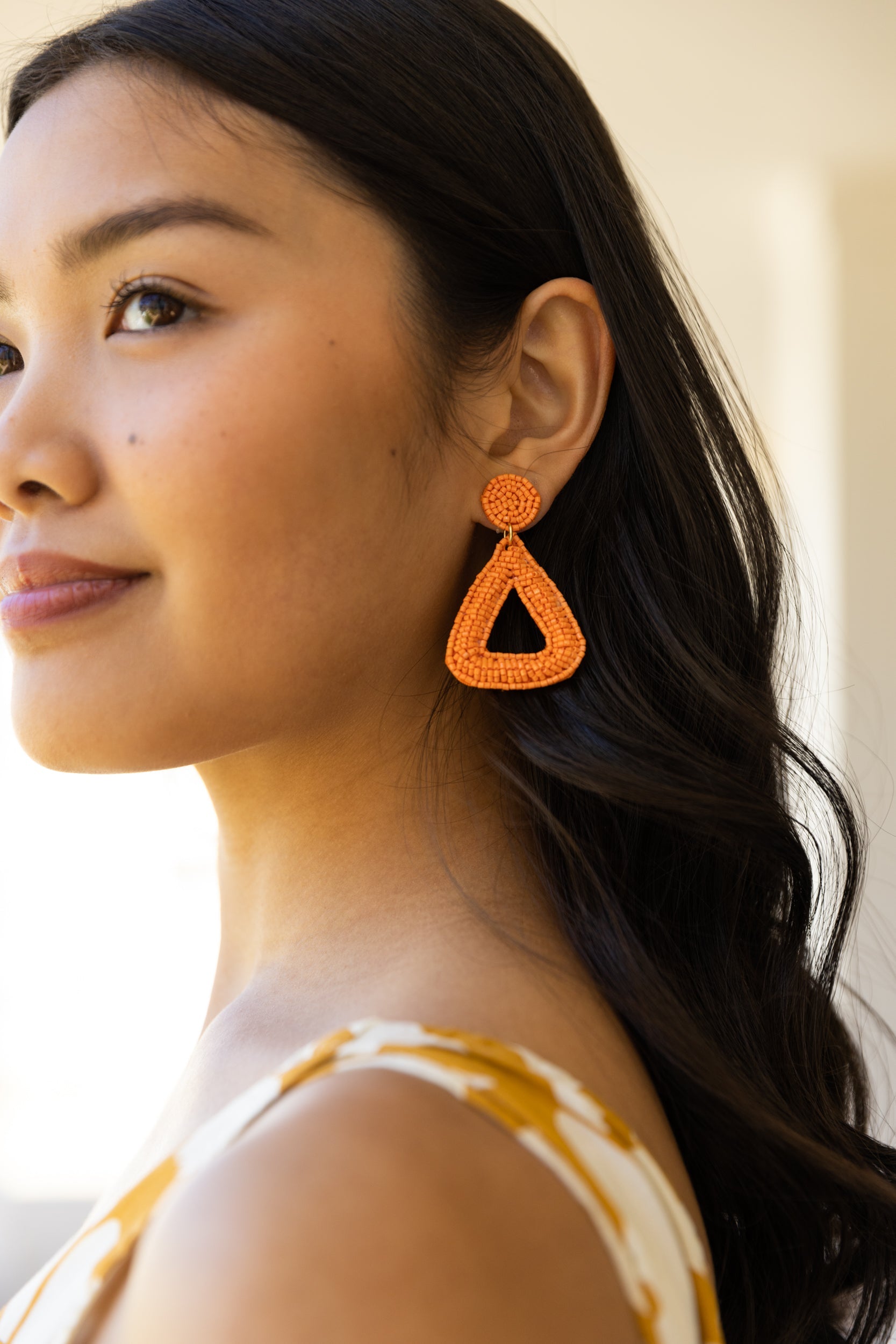 SALE - Jordan Beaded Round Triangle Earrings