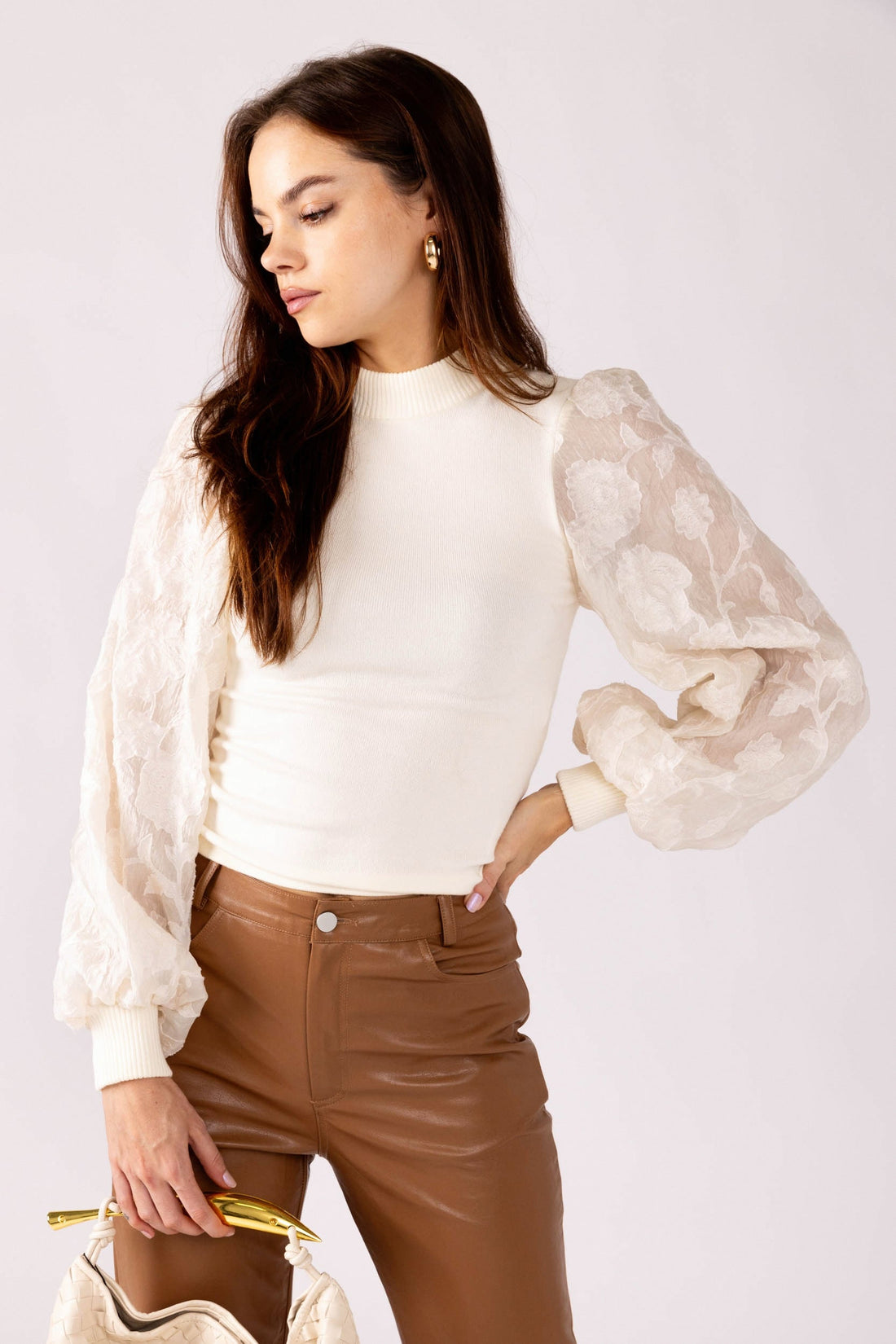 SALE - Bonnie Lace Sleeve Sweater