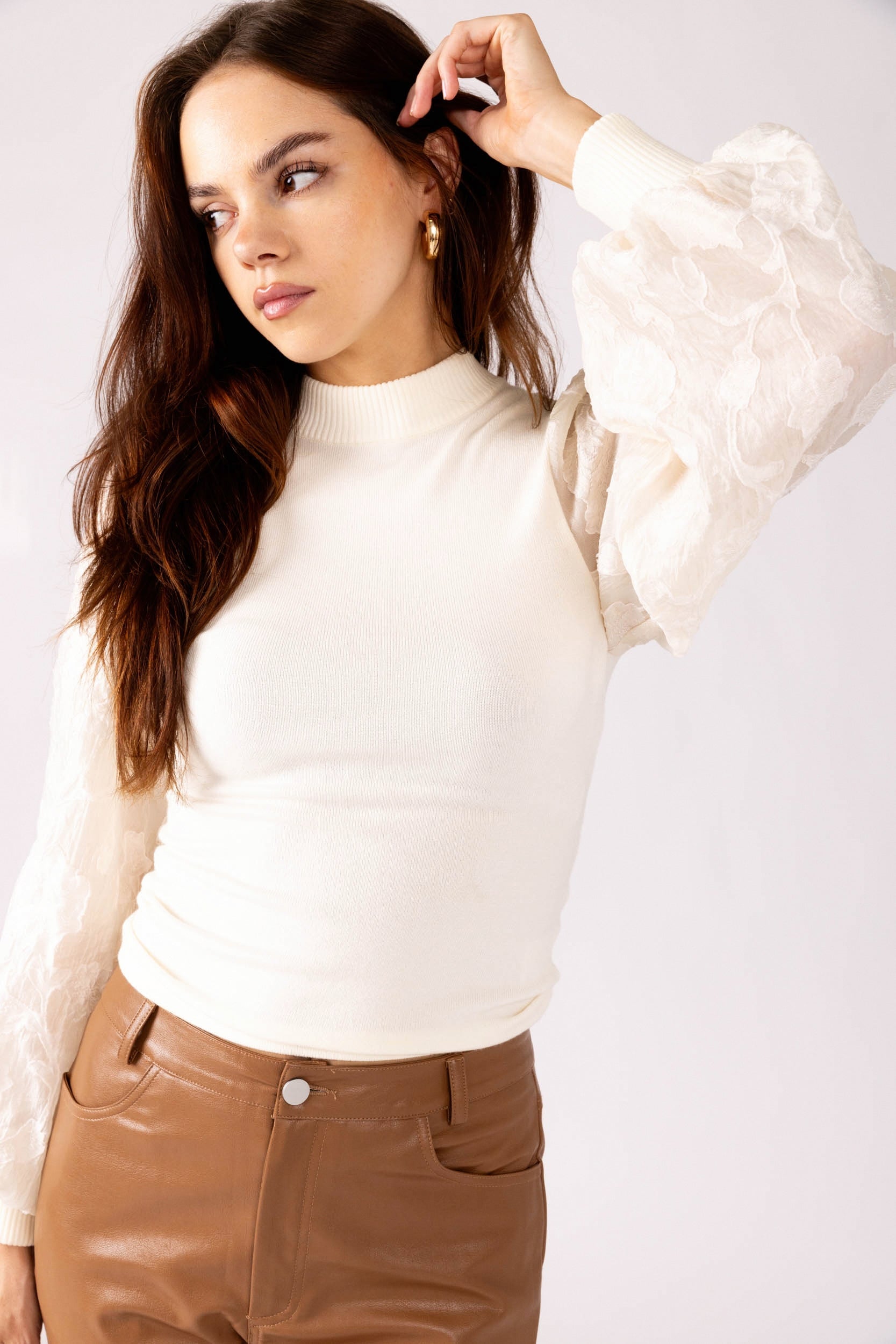 SALE - Bonnie Lace Sleeve Sweater